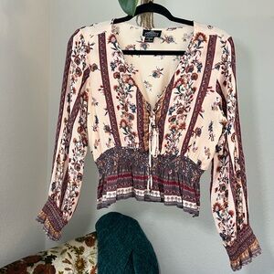 Boho floral long sleeve blouse